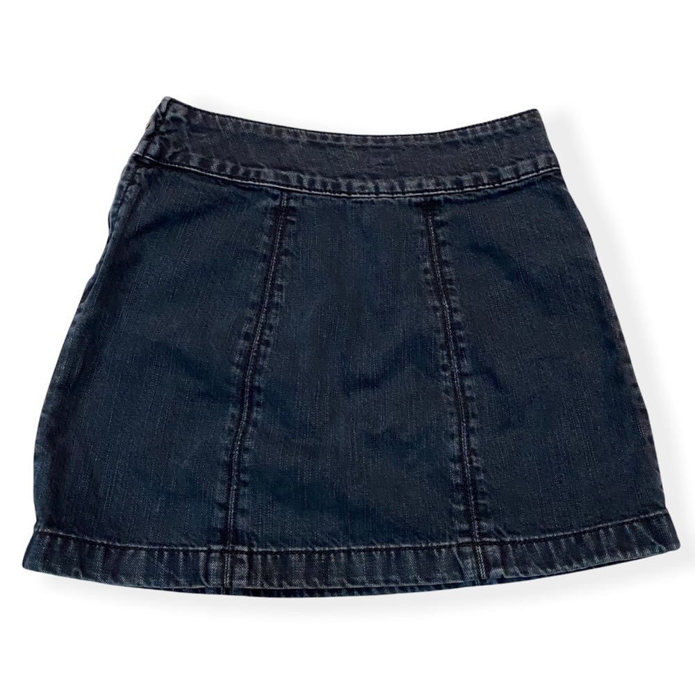 Free People Jean Denim Mini Skirt Dark Blue Side Zip Womens Size 0